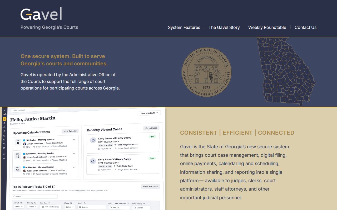 Georgia warrant system and Gavel court case-management platform overview