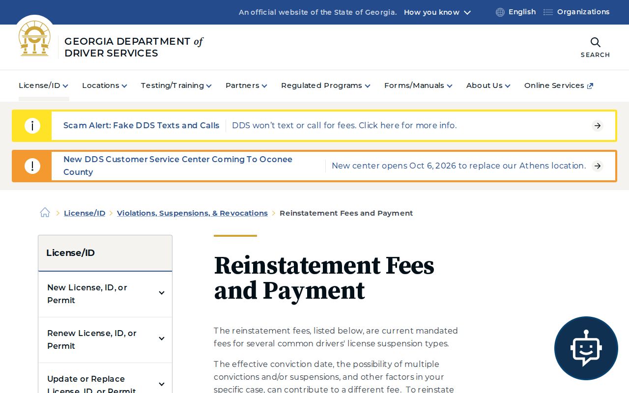 Georgia traffic warrant resolution, DDS FTA reinstatement fee and payment guidance