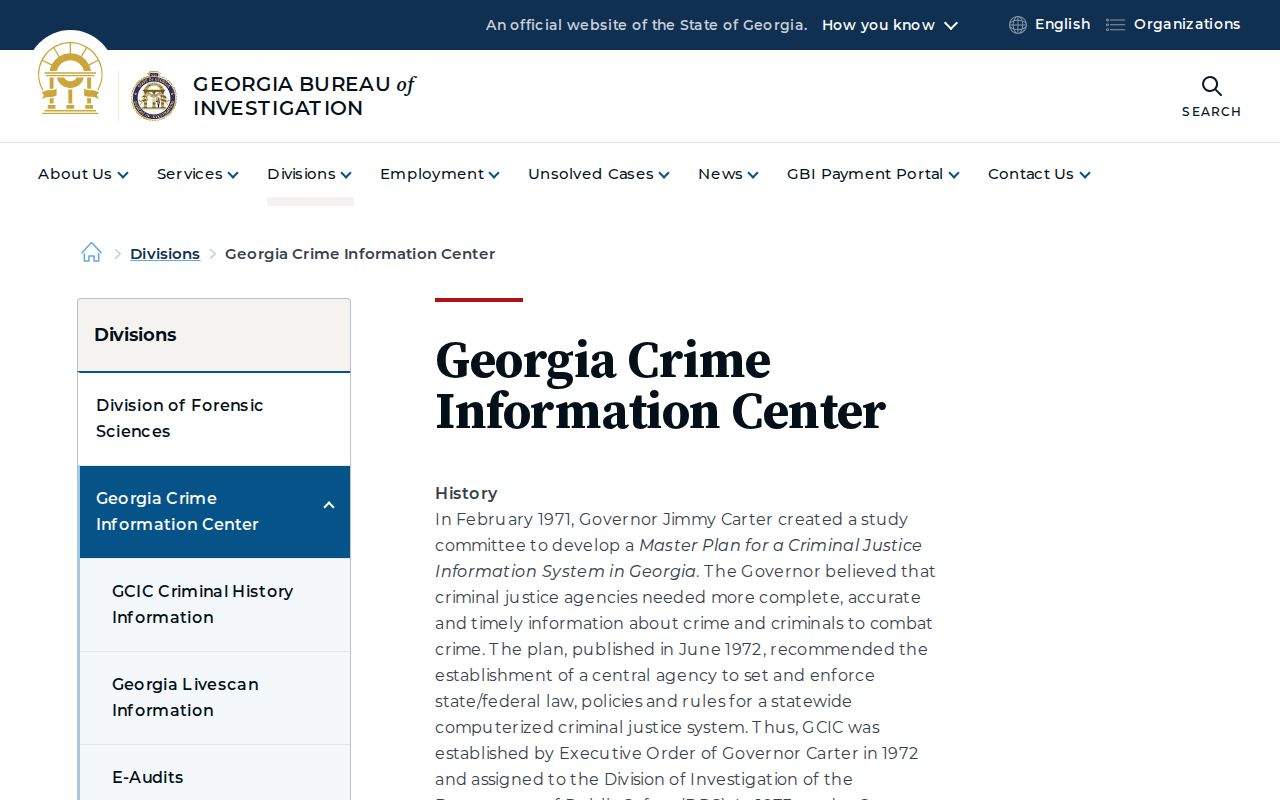 Georgia warrant system and GBI Georgia Crime Information Center service description