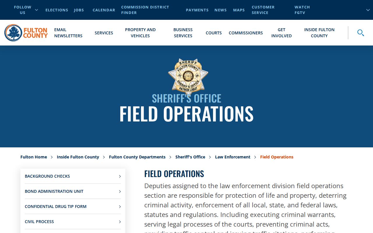 Georgia county warrant records and a local sheriff warrant-unit contact process